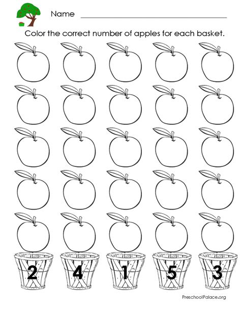 Math Worksheet For Preschool, Numbers Activities Preschool, Printables Preschool, Math Preschool, Fall Lesson Plans, Kindergarten Coloring Pages, Preschool Math Worksheets, Kids Worksheets Preschool, Preschool Activities Toddler