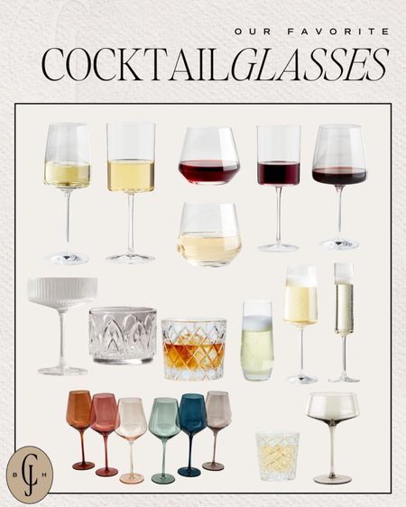 Trendy Wine Glasses, Trending Wine Glasses, Cocktail Glassware Set, Bar Cart Glassware, Anthropologie Cocktail Glasses, Cocktail Glassware Bar Set, Cella Jane, Schott Zwiesel, Trendy Bar