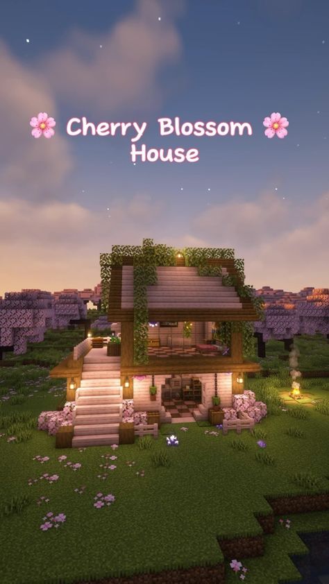 I made a simple Cherry Blossom House 🌸✨#minecraft #minecraftbuilds #minecrafttutorial | Instagram Simple House In Minecraft, House Inspiration Minecraft, Cool Things To Build On Minecraft, Pink Houses In Minecraft, Minecraft World Seeds Cherry Blossom, Cute Houses To Build In Minecraft, Pink House In Minecraft, Mincraft Idea Houses Coquette, Houses In Minecraft Ideas