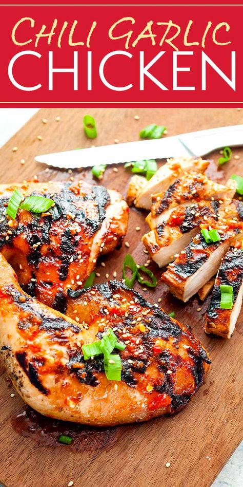 If you like some sweet heat, marinate your chicken thighs in this chili garlic sauce. They cook quickly on the grill and are especially good served with white rice. #grilling #chicken #chiligarlic #simplyrcipes Chili Garlic Chicken, Recipes With Chili Garlic Sauce, Garlic Sauce For Chicken, Grilling Chicken, Marinated Chicken Thighs, Garlic Chicken Recipes, Sweet Heat, Chili Garlic Sauce, Chicken Dish