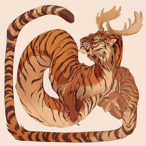 Nora Potwora, Tiger Dragon, Tiger Drawing, Tiger Illustration, Tiger Art, Mythological Creatures, Creature Concept Art, Animal Sketches, 판타지 아트