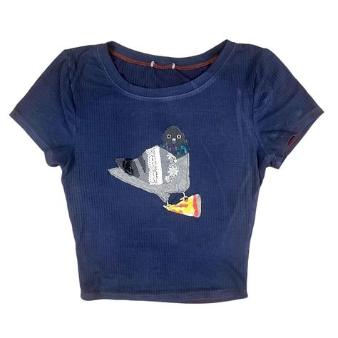 | FOR SALE (xs-s $50) Pizza #pigeon 🍕🐦 | Instagram Funky Tees, Silly Clothes, Patchwork Knit, Stitch Patch, Patchwork Clothes, Patchwork Baby, Patchwork Shirt, Cycling T-shirt, Cute Fit