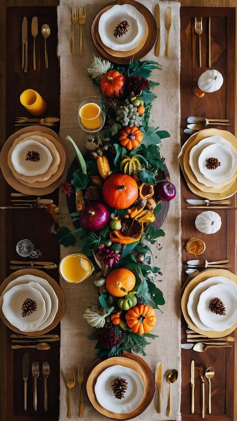 Transform your Thanksgiving table with these stunning tablescapes - from simple and elegant to moody and modern Get inspired by vintage natural rustic and elegant ideas that will elevate your holiday meal Whether you prefer a white round table or a more rustic approach find Thanksgiving table setting ideas that match your style Thanksgiving Table Round, Rustic Thanksgiving Table Settings, Vintage Thanksgiving Tablescapes, Thanksgiving Tablescapes Simple, Modern Thanksgiving Table, Thanksgiving Table Setting Ideas, Rustic Thanksgiving Table, White Round Table, Thanksgiving Tables