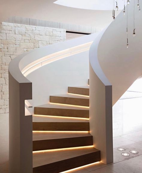 Contemporary Stairs Design, Circle Stairs, Newport Beach Homes, Circular Stairs, Contemporary Stairs, Contemporary Staircase, Staircase Lighting, Contemporary Exterior, Spiral Stairs