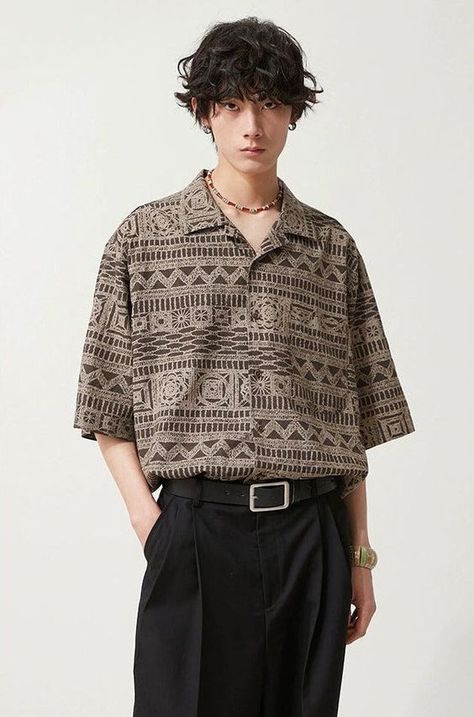 Bohemian Outfits For Men, Bohemian Outfit Men, Oasis Springs, Bohemian Outfits, Shirt Outfit Men, Oversized Shirts, Boho Shirt, Bohemian Pattern, Cool Outfits For Men