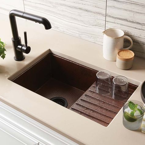 Cantina-Pro-Copper-Bar-Prep-Sink-Antique-CPS233 Kitchen Prep Sink, Copper Texture, Wet Bar Sink, Single Sink Kitchen, Copper Bar Sink, Drainboard Sink, Copper Kitchen Sink, Prep Sink, Copper Bar