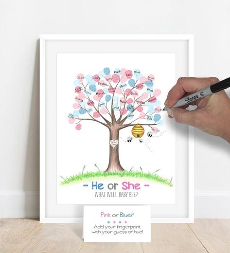 Bumble Bee Gender Reveal, Gender Reveal Activities, Bee Gender Reveal Party, Baby Shower Tree, Gender Guessing, What Will Baby Bee, Gender Reveal Party Ideas, Reveal Party Ideas, Baby Image