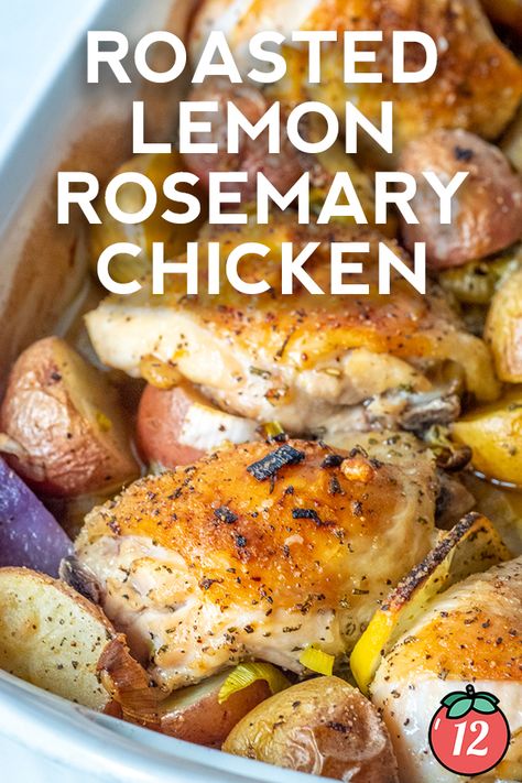 Roasted Lemon Rosemary Chicken | 12 Tomatoes Rosemary Chicken Thighs, Rosemary Chicken Recipe, Tomatoes Recipes, Lemon Rosemary Chicken, 12 Tomatoes Recipes, Rustic Recipes, Greek Lemon Chicken, Lemon Rosemary, Rosemary Chicken