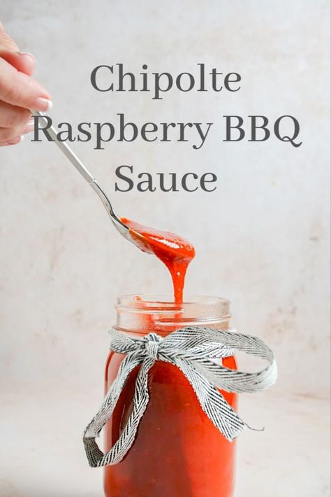 Chipotle Raspberry BBQ Sauce is a sweet and spicy twist on the classic sauce that should be a summer grilling staple! Raspberry Bbq Sauce Recipe, Raspberry Bbq Sauce, Chipotle Bbq Sauce, Raspberry Chipotle Sauce, Local Recipes, Chipotle Chili, Bbq Sauces, Summer Foods, Chipotle Sauce