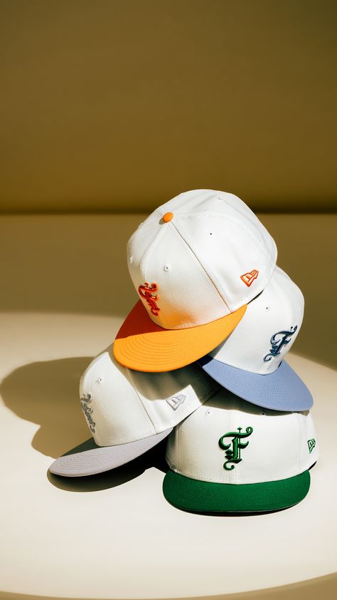 Introducing a new two-toned color palette to our signature New Era Fitted Cap. 🔥 Available now at all retail locations + online. Shop Now: https://feature.com/collections/feature New Era Photoshoot, Caps Product Photography, Cap Product Photography Ideas, Hat Content Ideas, Cap Photography Ideas, Cap Flatlay, Hat Product Shoot, Baseball Hat Photography, Hat Product Photography Ideas