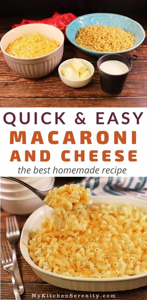 Easy 20-minute baked southern mac and cheese! Four simple ingredients. Macaroni, cheese, milk, and butter. No flour. Eggless. Mac And Cheese Baked, Macncheese Recipe, Easy Macaroni And Cheese, Easy Mac N Cheese Recipe, Southern Mac And Cheese, Baked Mac And Cheese Recipe, Easy Mac And Cheese, Macaroni Cheese Recipes, Easy Cheese Recipes