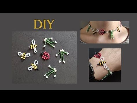 (200) DIY Small beaded animal figurines, beaded bee, beaded frog, beaded ladybug tutorial - YouTube Beaded Ladybug, Beaded Figures, Beaded Frog, Make A Necklace, Beaded Animals, Animal Figurines, Beaded Flowers, Bee, Figurines