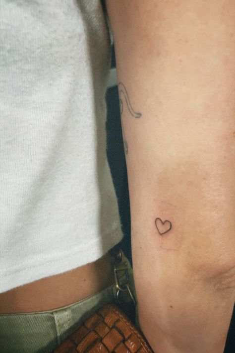 Heart Tattoo Inner Elbow, Small Inner Elbow Tattoo, Tattoos Behind Elbow, Tattoo Inner Elbow, Under Elbow Tattoo, Inside Elbow Tattoos For Women, Behind Elbow Tattoo Women, Inside Elbow Tattoo, Heart Arm Tattoo