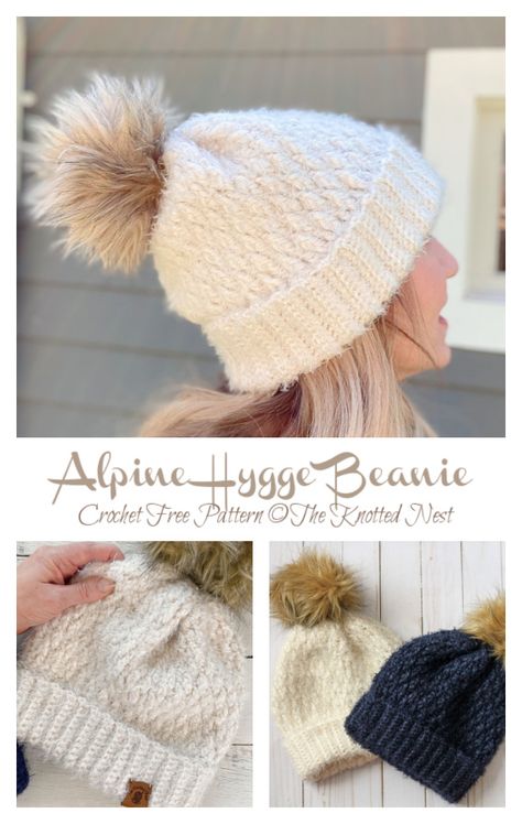 Alpine Hygge Beanie Crochet Free Pattern - Crochet & Knitting Beanie Crochet Free Pattern, Beanie Pattern Free, Crochet Beanie Pattern Free, Crochet Hat Free, Beanie Crochet, Crochet Beanie Pattern, Crochet Hats Free Pattern, Modern Crochet, Crochet Free