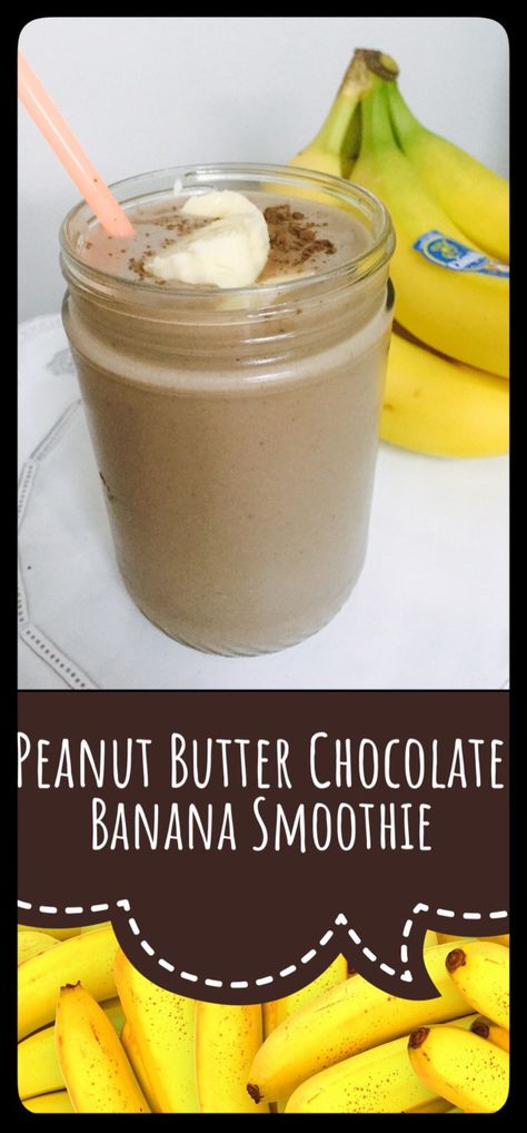 Peanut Butter Chocolate Banana Smoothie. Easy Smoothie Prep with the Ninja Nutri Cups! Ninja Smoothie Recipes, Peanut Butter Chocolate Banana, Peanut Butter Banana Smoothie Recipe, Ninja Smoothies, Smoothie Easy, Chocolate Banana Smoothie, Resep Smoothie, Smoothie Ideas, Peanut Butter Banana Smoothie