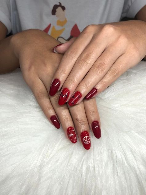 Scarlet Witch Inspired Nails, Scarlet Witch Nails Designs, Scarlett Witch Nails, Scarlet Witch Nail Art, Wanda Nails Marvel, Wandavision Nails, Wanda Maximoff Nails, Scarlet Witch Nails, Wanda Nails