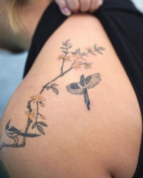 Forsythia Tattoo, Wildflower Tattoo, Swallows, Tattoo Inspo, Get A Tattoo, A Tattoo, Wild Flowers, Tattoo Ideas, Healing