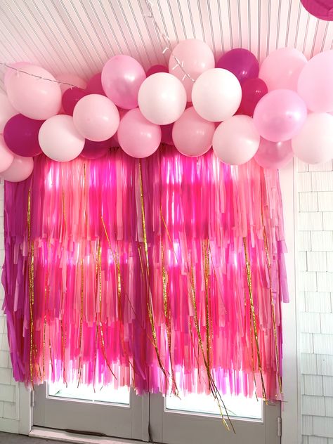 Wall Streamers, Pink Classroom Decor, Cute Cubicle Decor, Cute Cubicle, Pink Classroom, Streamer Wall, Color Wars, Office Party Decorations, Diy Classroom Decorations