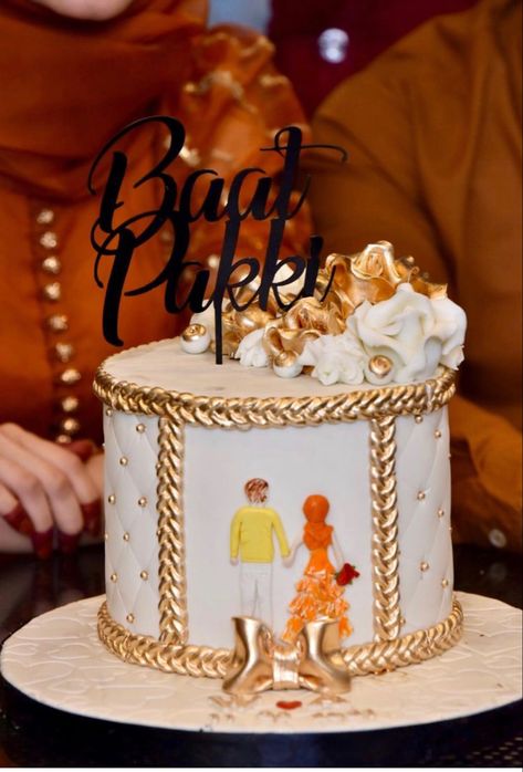 Cake For Roka Ceremony, Roka Cake Designs, Baat Pakki, Roka Ceremony, Cake Decorating Icing, Simple Birthday Decorations, Desi Wedding Decor, Wedding Design Decoration, Wedding Crafts Diy