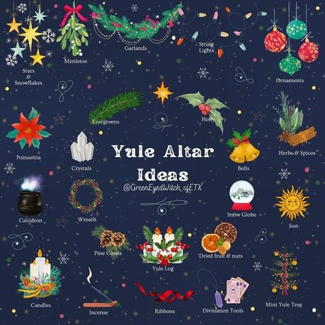 Emily on Instagram: "Have you created your #yulealtar yet? Here is a little inspiration to get you started. #yule #yuletide #yulelog #instawitch #witchshop #witchythings #eclecticwitch #eclecticwitchcraft #witchlife #witchtips #witchart #witches #witchy #witch #witchstyle #witchcraft #witchylife #witchyvibes #witchesofig #witchywoman #witchystuff #witchessociety #witchesofinstagram #greenwitch #witchgirl #witchbitch #modernwitch #wheeloftheyear #witchshop #witchjewelry" Yule Witchcraft, Yule Correspondences, Witchy Christmas Decor, Dark Yule, Yule Candle, Yule Witch, Yule Altar, Altar Inspiration, Yule Traditions