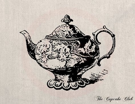 shabby chic tea pot pintables | ... DIY Scrapbook Shabby Chic Pillow Burlap Teapot Tea Art No. 0448 Teapot Tattoo, Teacup Tattoo, Shabby Chic Pillow, Clip Art Design, Georgia House, Shabby Chic Tea, Cute Teapot, Gothic Tattoo, Embroidery Template