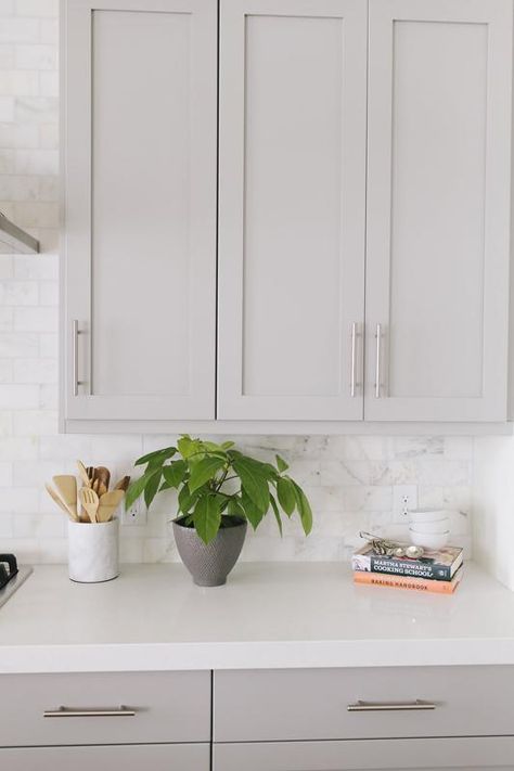 Mapleton Build – Shop House of Jade Caesarstone Organic White, Light Grey Kitchens, Light Gray Cabinets, Mindful Gray, White Counters, All White Kitchen, Kitchen Cabinets Makeover, Grey Kitchen Cabinets, Kitchen Cabinet Colors