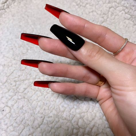 Red Bottom Nails, Nails With Red, Neutral Nails Acrylic, Black Halloween Nails, Black Coffin Nails, Black Acrylic Nails, Grunge Nails, Simple Acrylic Nails, Nails Red