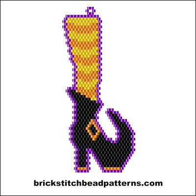 Witchy Leg Yellow and Orange Halloween Brick Stitch Beaded Earring Pattern Color Chart Free Witchy Leg Yellow and Orange Halloween brick stitch seed bead earring or necklace pendant pattern, color chart, labeled color chart, letter chart, and bead count. Get it and over 300 more free brick stitch bead patterns at http://brickstitchbeadpatterns.com . . . . #bead #beading #beadwork #jewelrymaking #pattern #freepattern #earrings #halloween #witch Halloween Earrings Beaded, Halloween Jewelry Diy, Halloween Beaded Jewelry, Seed Bead Earring, Beaded Jewelry Earrings, Bead Earring, Holiday Beading, Gold Jewelry Gift, Jewelry Halloween