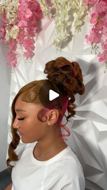 Bronx Hairstylist 📍 on Instagram: "I love her two tone color 🔥 the perfect updo 🫶🏼, schedule your appointment 💕  Style: Natural Bun updo   Any questions? Dm me 📲 Want to schedule an appointment?  Use my booking link in my bio  📍Bronx, Ny - #bronxhairstylist#nychairstylist#queenshairstylist#brooklynhairstylist#harlemhairstylist#bronxbraider#nycbraider#queensbraider#brooklynbraider#harlembraider#knotlessbraids#knotlessbraidsnyc#bohobraids#quickweave#quickweavenyc#hairstyles#braidstyles#braidstylist#hairbraider#braidedstyles#braidinghair#hairvideos#hairideas#prom2024#promhair#bridalhairstyle#bunswoop#bunswoopbangs#curlybun#bunupdo" Up Does, Teenage Girl Hairstyles, Bun Updo, Slick Hairstyles, I Love Her, Bronx, Dm Me, Girl Hairstyles, Hair Stylist