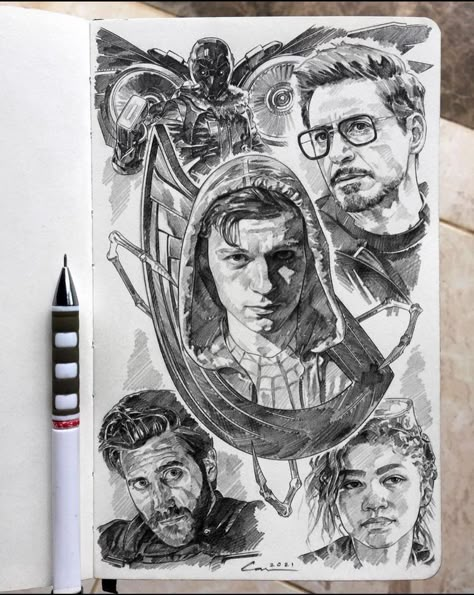 Marvel Art Drawings, Avengers Drawings, Marvel Paintings, Spiderman Art Sketch, Pencil Sketch Images, Marvel Drawings, Sketchbook Drawings, Arte Inspo, Art Drawings Sketches Creative