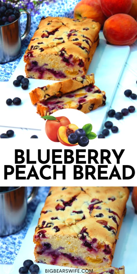 Peach Blueberry Loaf, Blueberry Peach Desserts, Peach Blueberry Cake, Special Bread Recipes, What To Do With Fresh Peaches, Recipes With Peaches, Mini Orchard, Peach Bread, Peach Blueberry