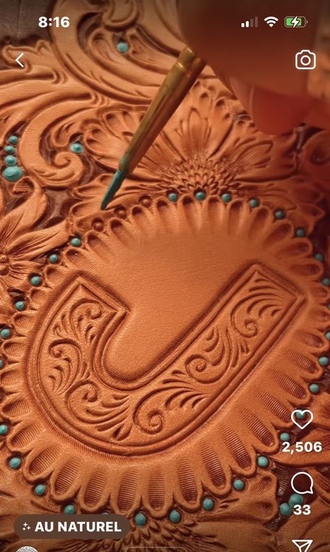 How To Carve Leather Design, Leather Alphabet Pattern, Leather Tooling Templates, Tooled Leather Drawing, Leather Tooled Letters, Burned Leather Design, Cactus Leather Tooling Patterns, Leather Designs Pattern, Leather Work Designs