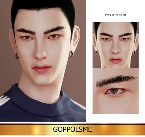 GPME-GOLD EYES PRESETS M1 | Patreon Goppolsme Eye Preset, Sims 4 Cc Asian Eyelid, Sims 4 Men Eyes Preset, Goppolsme Skin, Sims 4 Cc Monolid Eyes, Goppolsme Sims 4, Ts4 Male Preset, Sims 4 Cc Eye Shape Presets Male, Sims4 Eyes Preset