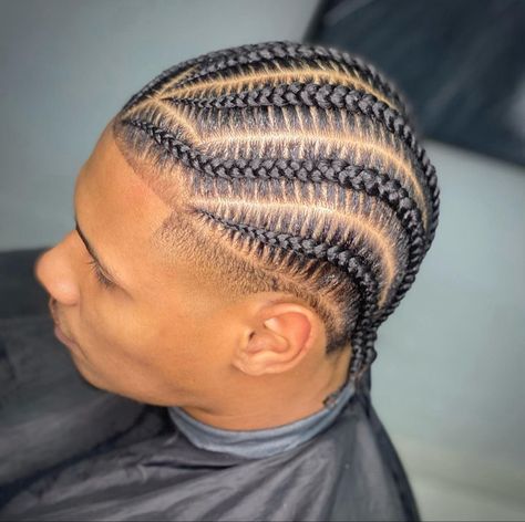 Mens Braids Conrows Lines And Braids Men, Male Stitch Braids, Men Braids Hairstyles Short, 6 Cornrow Braids Men, Stitch Braids Men, Men Stitch Braids, Zigzag Cornrows, Fade Braids, Braid Designs For Men