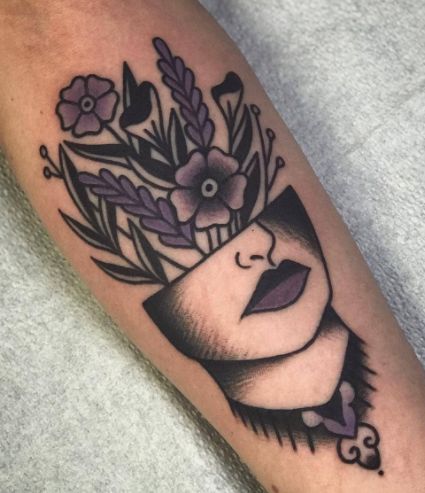 Nike Tattoo, Traditional Tattoo Flowers, Traditional Style Tattoo, Tattoos Mandala, Traditional Tattoo Sleeve, Fu Dog, Muster Tattoos, Purple Lady, Tattoos Geometric