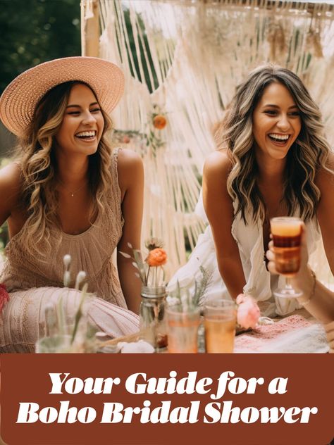 two women attending a bridal shower sit together in garden at a low table with bohemian style decor Boho Bridal Shower Ideas Bohemian, Bohemian Bridal Shower Ideas, Boho Bridal Shower Ideas, Bohemian Bridal Shower Decorations, Boho Bridal Shower Dress, Shower Magic, Bridal Shower Boho, Bridal Shower Attire, Outdoor Bridal Showers