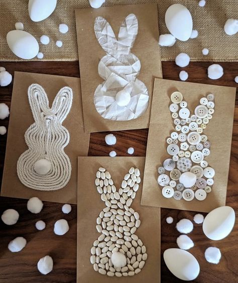 Navy Beans, Easter Wood Crafts, Easter Cards Handmade, Rabbit Crafts, Easy Easter Crafts, Spring Easter Crafts, Easter Bunny Crafts, Piece Of Paper, Easter Craft