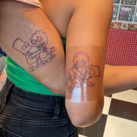 Matching Tattoos For Siblings, Brother And Sister Tattoo Ideas, Sister Tattoo Ideas, Gothic Tattoos, Simpsons Tattoo, Brother Sister Tattoo, Cute Tattoos On Wrist, Matching Tats, Brother Tattoos