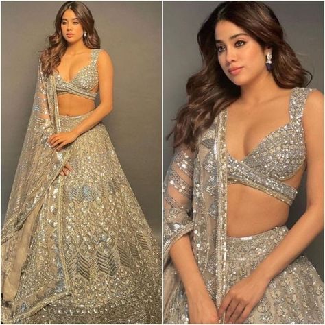 Unique Lehenga Designs, Indian Dress Up, Simple Lehenga, Indian Outfits Lehenga, Fashionable Saree Blouse Designs, Janhvi Kapoor, Traditional Indian Dress, Saree Designs Party Wear, Indian Dresses Traditional