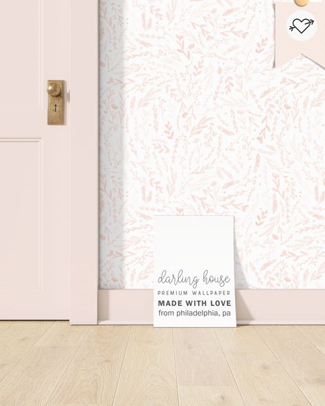 Neutral Pink Floral Wallpaper, Pink Baseboards And Trim, Wallpaper In Girls Bedroom, Pink Wallpaper Peel And Stick, Girls Wallpaper Bedroom, Pink Wallpaper Nursery, Pink Bedroom Wallpaper, Wallpaper Nursery Girl, Girl Bedroom Wallpaper