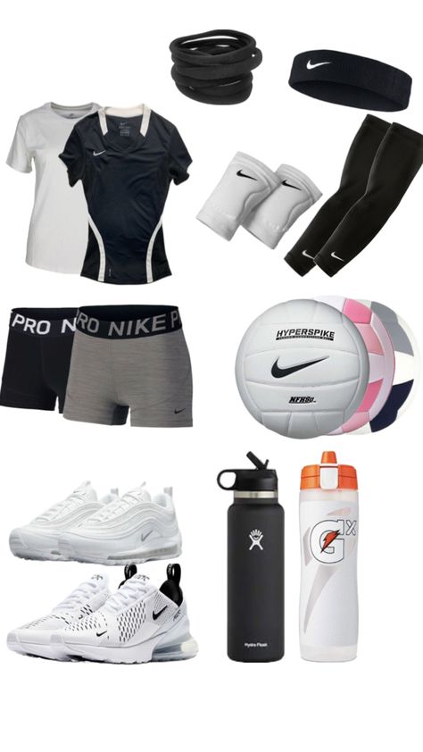 Volleyball Essentials, Volleyball Fits, Volleyball Style, Volleyball Equipment, Vollyball Outfits, Nike Pro Fits, Volleyball Bag, Volleyball Stuff, Volleyball Gear