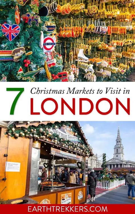 Best Christmas markets in London, including Borough Market, Covent Garden, Hyde Park Winter Wonderland, markets in Leicester Square and Trafalgar Square, and more. Earth Trekkers, London Christmas Market, London At Christmas, London Christmas Lights, Christmas Light Tour, Christmas In London, Christmas Things To Do, London Itinerary, Travel Guide London