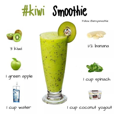 Smoothie Diet Plan’s Instagram post: “This healthy green kiwi smoothie recipe is perfect for a fast breakfast. 🌞🍽 Packed full of nutrients from apples, bananas and spinach but…” Kiwi Smoothie Recipes, Kiwi Banana Smoothie, Green Smoothie Recipes Healthy, Belly Fat Smoothies, Green Apple Smoothie, Kiwi Recipes, Fast Breakfast, Banana Apple Smoothie, Flat Belly Smoothie