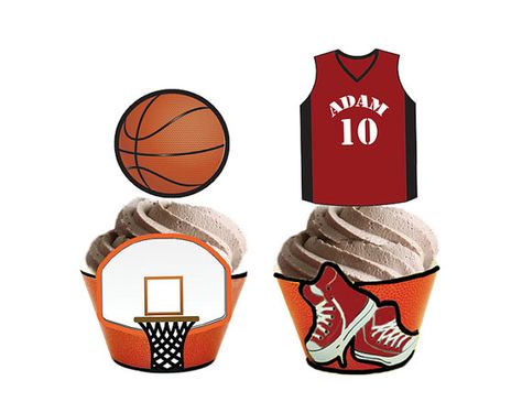 Basketball Cupcake Toppers & Wrappers Sports by PartyMakeover, $7.00 Basketball Theme Cake, Sports Party Theme, Party Cakes Ideas, Basketball Cupcakes, Printable Topper, Basketball Boyfriend, Basketball Cookies, Nike Basketball Socks, Cake Printable