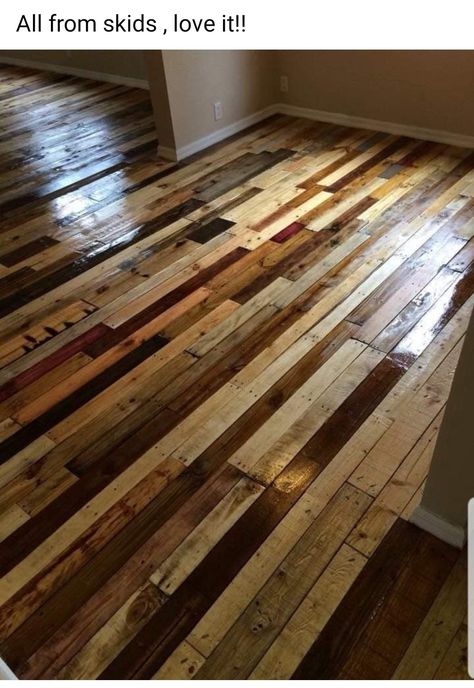 Wood Floors Ideas, Wood Pallet Flooring, Pallet Floors, Floors Ideas, Flooring Diy, Diy Wood Floors, Rustic Wood Floors, Plywood Flooring, Wood Kitchen Cabinets