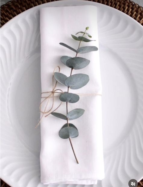 Table Setting With Eucalyptus, Eucalyptus On Napkin Wedding, Eucalyptus Wedding Decor Table, Eucalyptus Wedding Reception Decor, Wedding Eucalyptus Table, Wedding Table Settings With Eucalyptus, Eucaliptus Decoration Table, Eucalyptus Wedding Table Setting, Wedding Decoration Eucalyptus