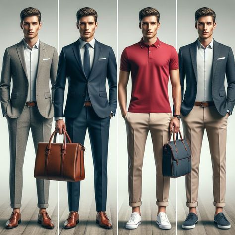 Men Business Casual Outfits, Office Outfit Men, Mens Dress Shoes Guide, Business Casual Wardrobe, Business Casual Attire For Men, Corporate Wardrobe, Filmmaking Inspiration, Business Casual Dress Code, Grey Suit Men