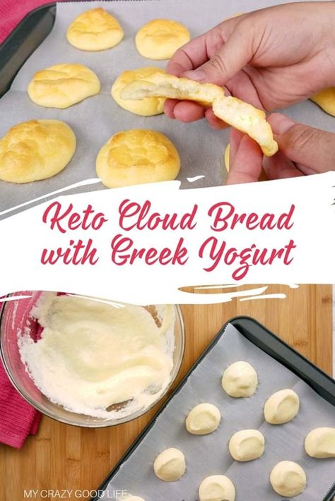 This Keto Cloud Bread with Greek Yogurt is a delicious substitute for bread! It's only 7 smart points per batch so it's great for Weight Watchers too! #ww #weightwatchers #keto #lowcarb Bread With Greek Yogurt, Substitute For Bread, Recipe Greek Yogurt, Keto Cloud Bread, Bread Keto, Bread Substitute, Postre Keto, Greek Yogurt Recipes, Keto Diet Benefits