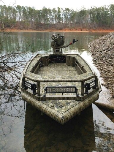 Prodigy Timber Series- The ultimate duck boat! Duck Boat Ideas, Bass Boat Ideas, Duck Blinds, Mud Boats, Duck Blind Plans, Mud Motor, Boat Blinds, Duck Hunting Boat, Duck Boat Blind