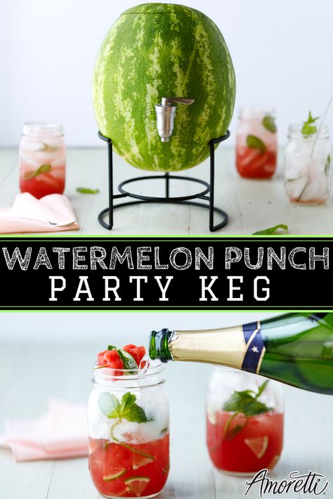 The perfect watermelon punch served out of a watermelon keg! Watermelon Punch Alcohol, Watermelon Punch Bowl, Fresh Watermelon Alcoholic Drinks, Jack Daniels Watermelon Punch, Alcoholic Watermelon Drink, Watermelon Mint Cocktail, Watermelon Keg, Watermelon Craft, Bbq Decor